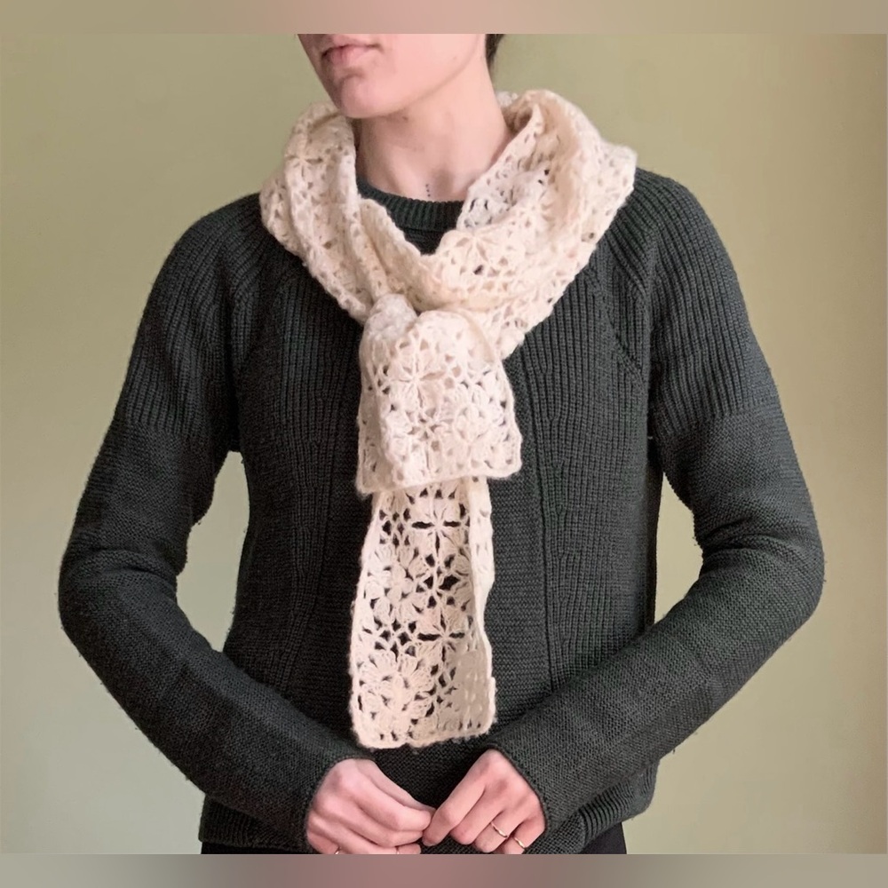 Vintage Crochet Scarf, Handmade